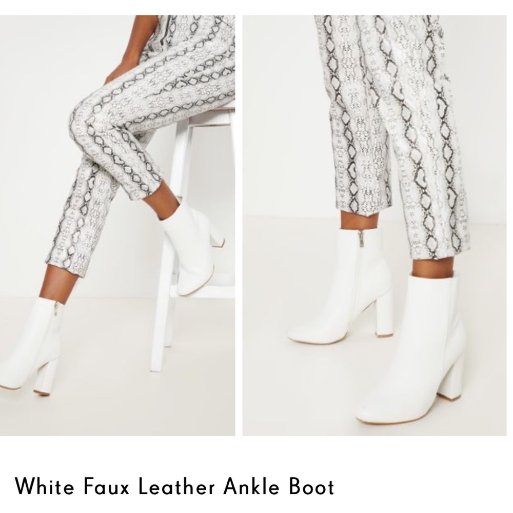 BooHoo White Ankle Boot Heels